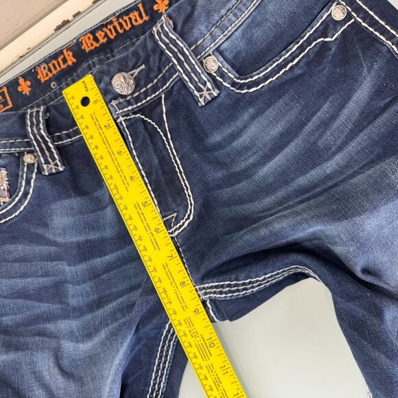 Rock Revival Jacklyn Boot Jeans Women's 32 Embellished Pockets Thick Stitch Y2K - Picture 10 of 12